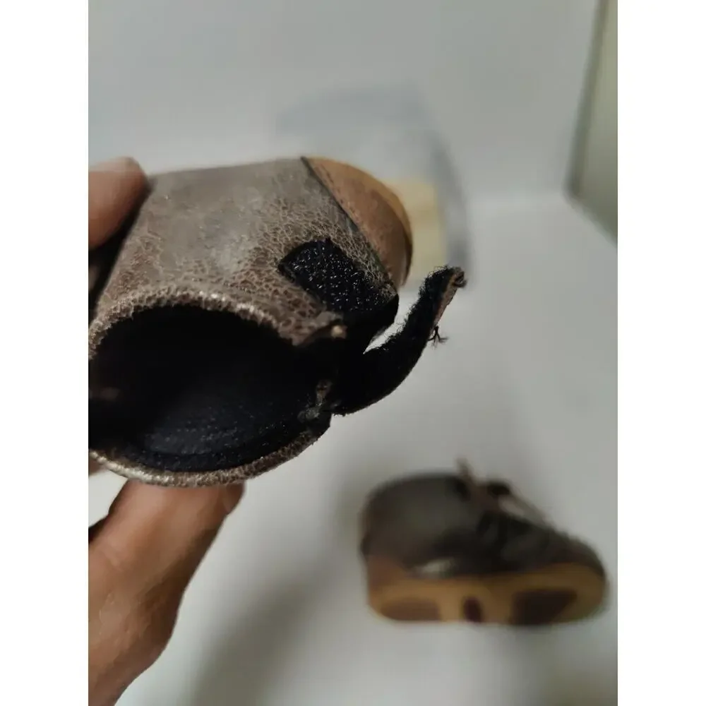 Baby Moccasins by Old West Brown Leather Shoes Toddler Size 1 Very Soft Sole.